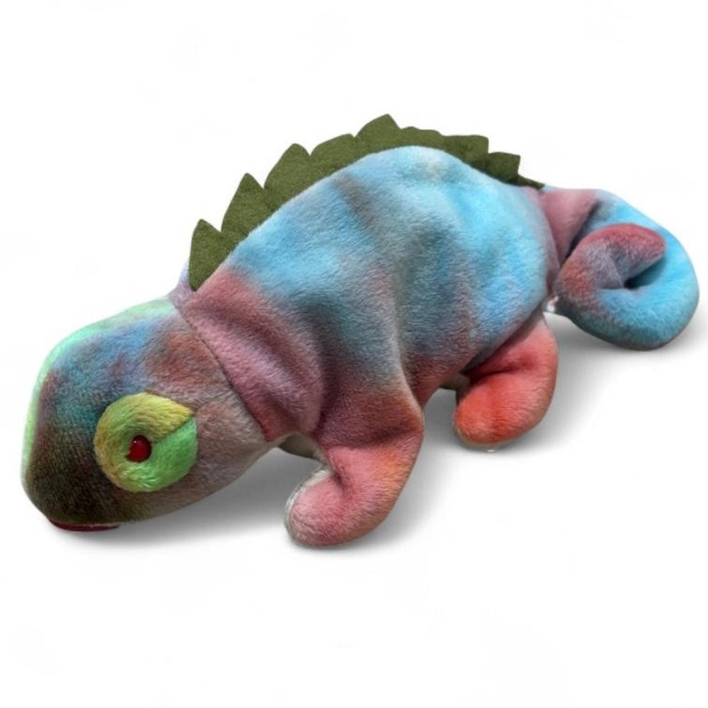 VTG 90s Ty Beanie Baby Iggy Iguana Chameleon Plush Tie Dye Pastel Y2K Nostalgic